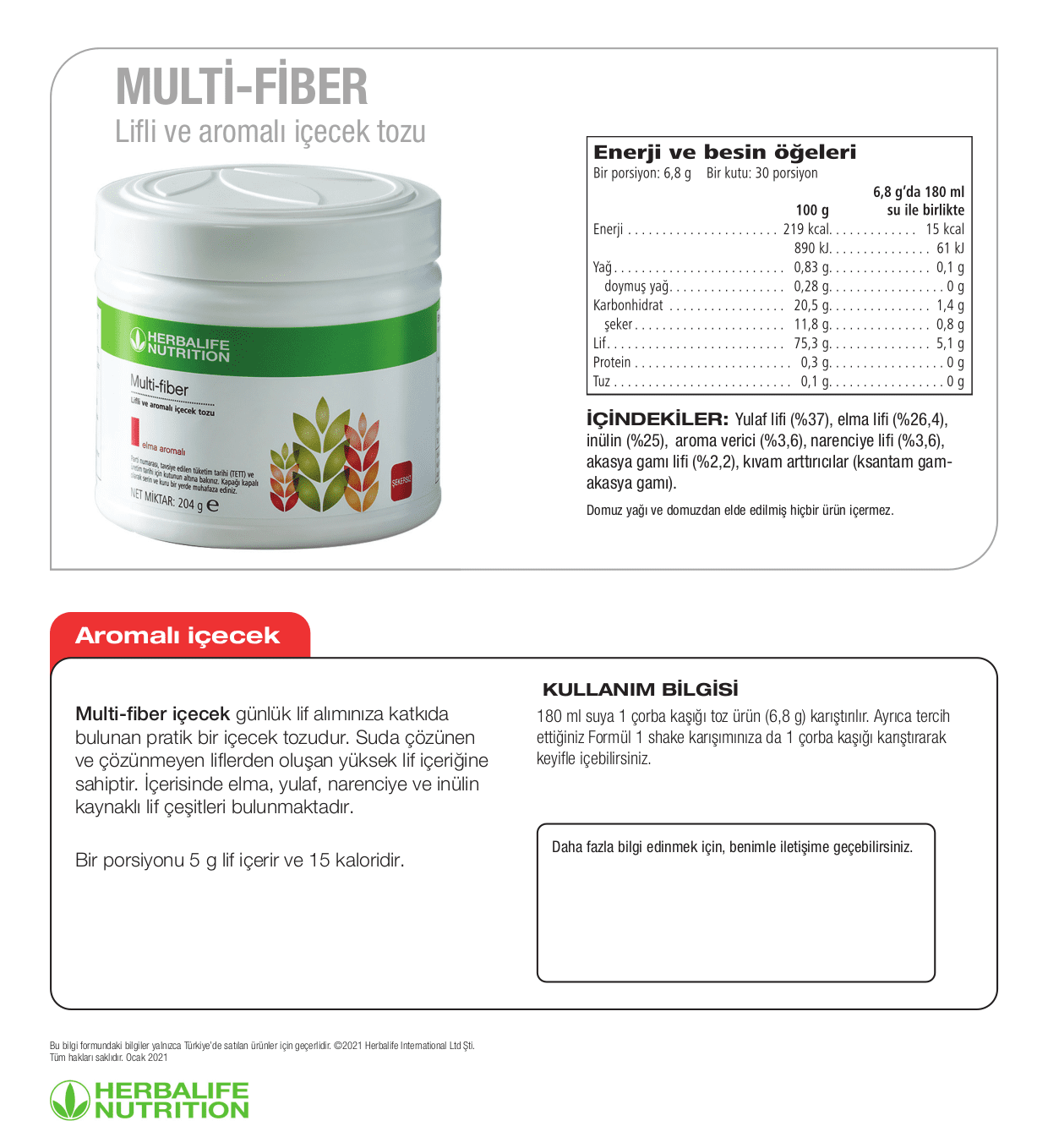 Multi-Fiber Lifli ve Aromalı İçecek Tozu Elma - Görsel 2